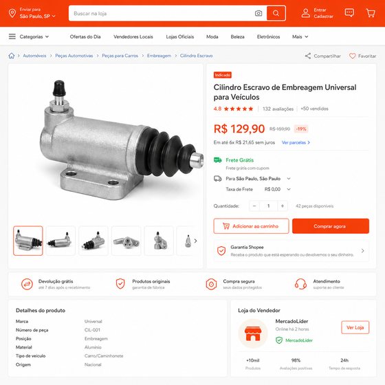 Peça aplicada em Shopee